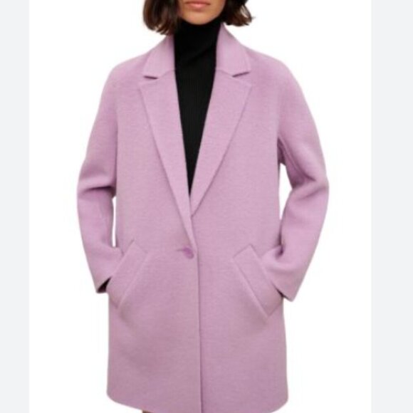 Maje Gabriela Bouclé Coat Purple Size 38 / Medium - Picture 1 of 13